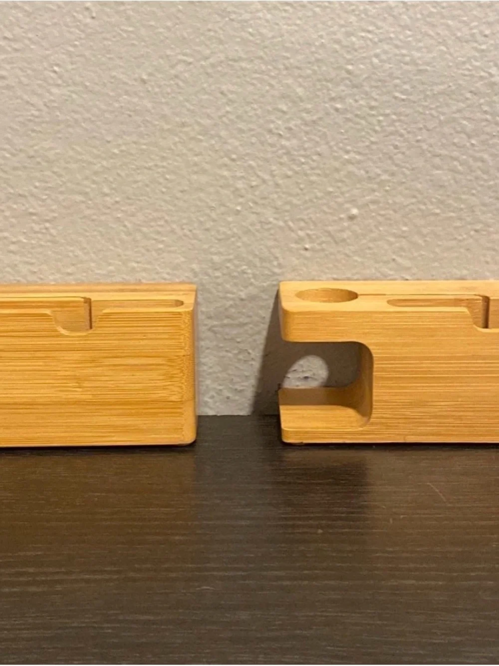 2 Wooden Bamboo Phone and Watch Charging Stands